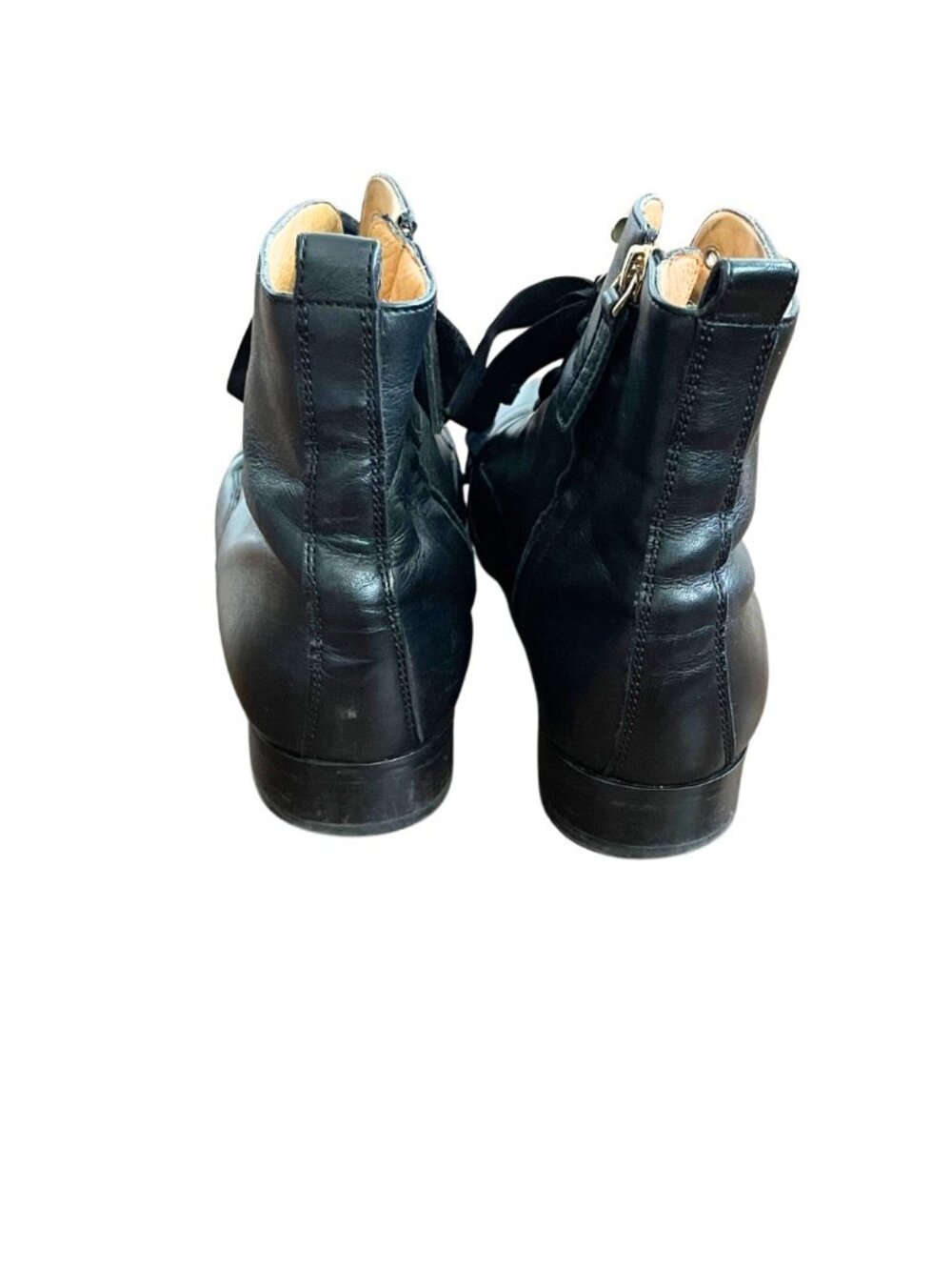 Sezane Eugenie Black Leather Ankle Boots Women US Sz 9 Lace Up Victorian - Picture 7 of 9